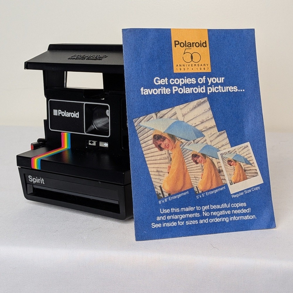 Polaroid OneStep 600 Instant Film Camera Black Rainbow Vintage 80s OS600 WORKING - Picture 10 of 11